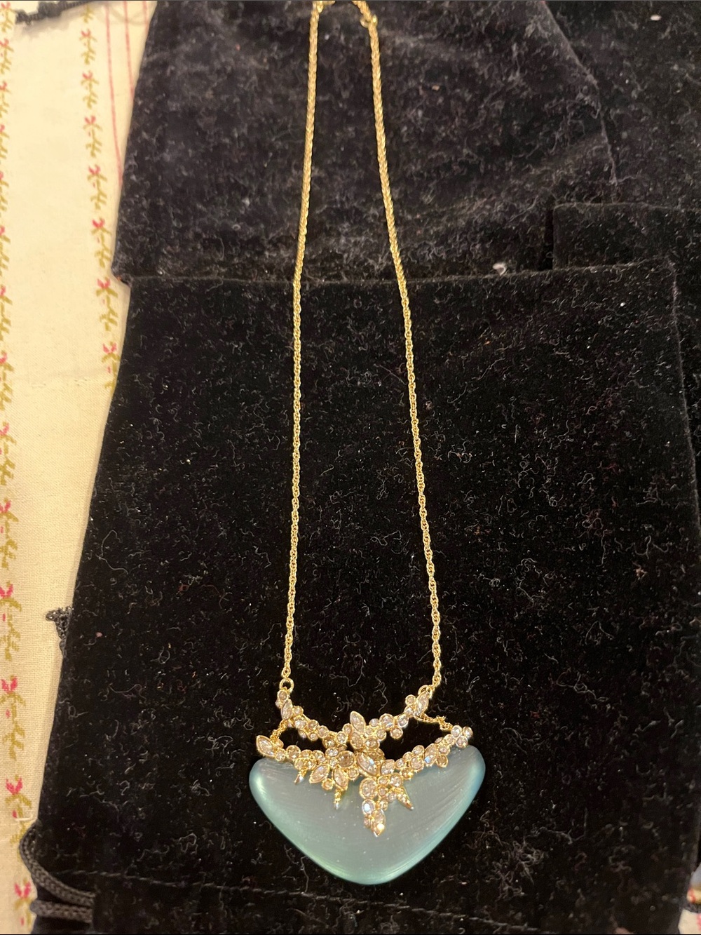 Alexis Bittar Gold-Tone Necklace with Aqua Blue Heart Pendant